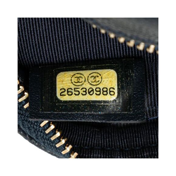 Pre Loved Chanel CC Quilted Caviar Round Clutch With Chain Women Blue Crossbody - Picture 6 of 8